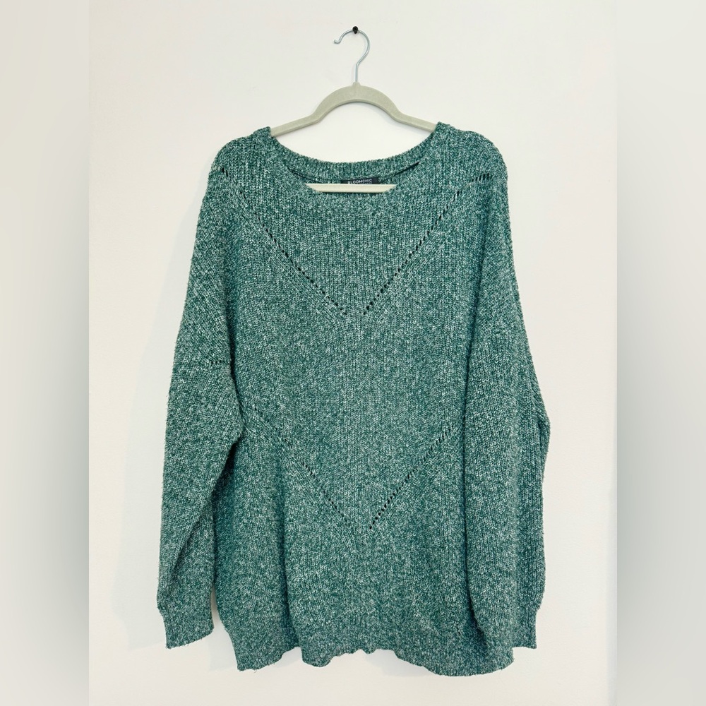 Heather Knit Sweater, Green, BloomChic size 14/16 Women’s